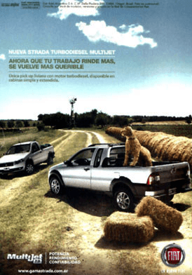 Publicidad gráfica de Fiat Strada realizada en Casamú